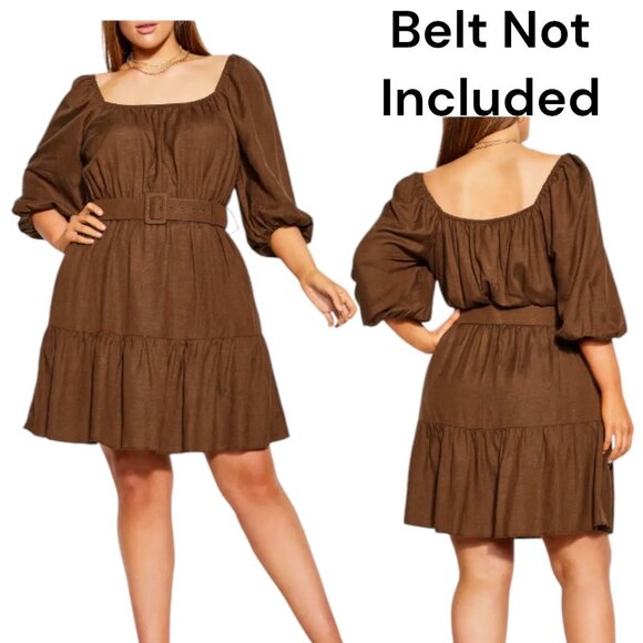 City Chic Dress Women's Small 16W Linen Blend Tiered Summer Breeze NWT - Picture 2 of 16